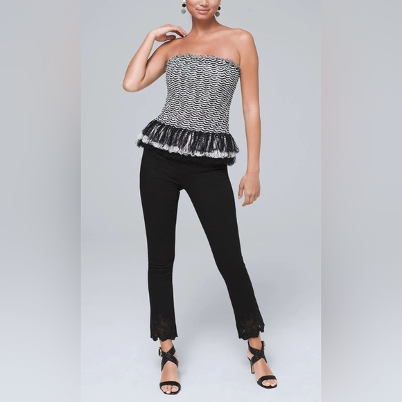 White House Black Market High-Rise Bootcut
Embroidered-Hem Crop Jeans Size 4 NWT - Picture 2 of 11